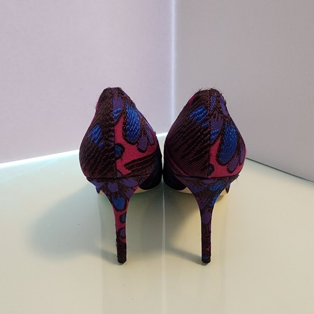 Brand New! J. Crew Purple and Blue Floral Pumps Size 8 - Picture 6 of 7
